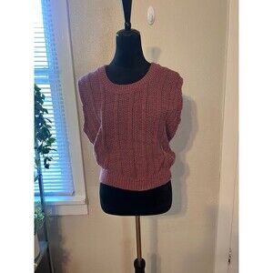 McBriar Vintage Mauve Thick Cable Knit Sweater Vest Top Size L